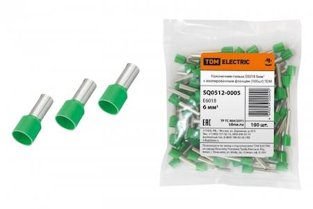 TDM ELECTRIC SQ0512-0005 Наконечник-гильза Е6018 6мм2 с изолированным фланцем (100шт) TDM